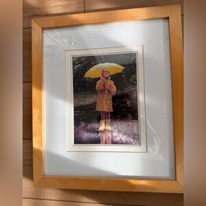 Girl umbrella in the rain print signed by Randy  Morris on matt
Professi framed